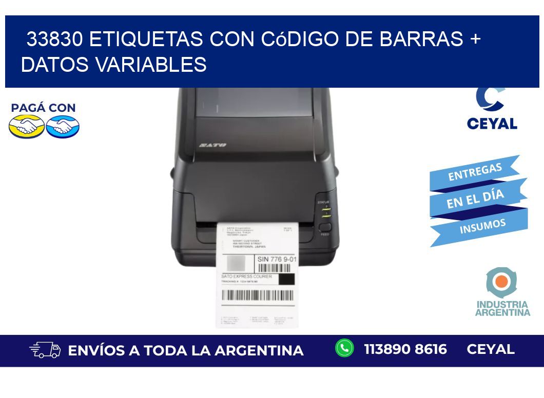 33830 etiquetas con código de barras + datos variables