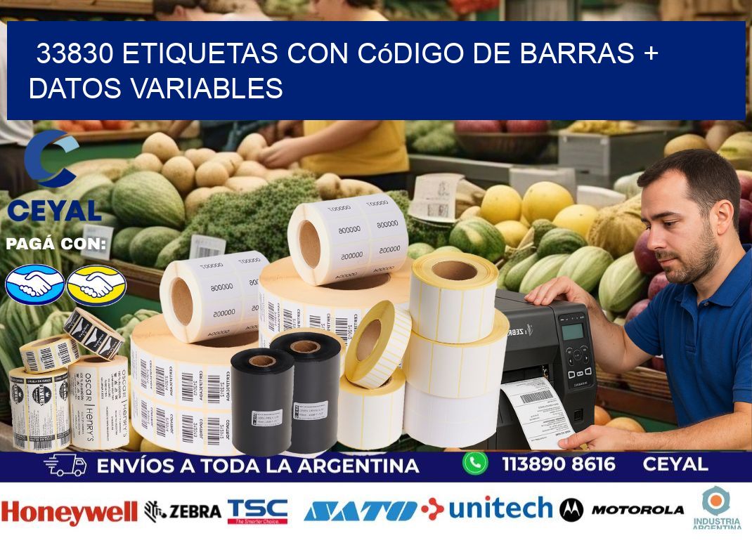 33830 etiquetas con código de barras + datos variables