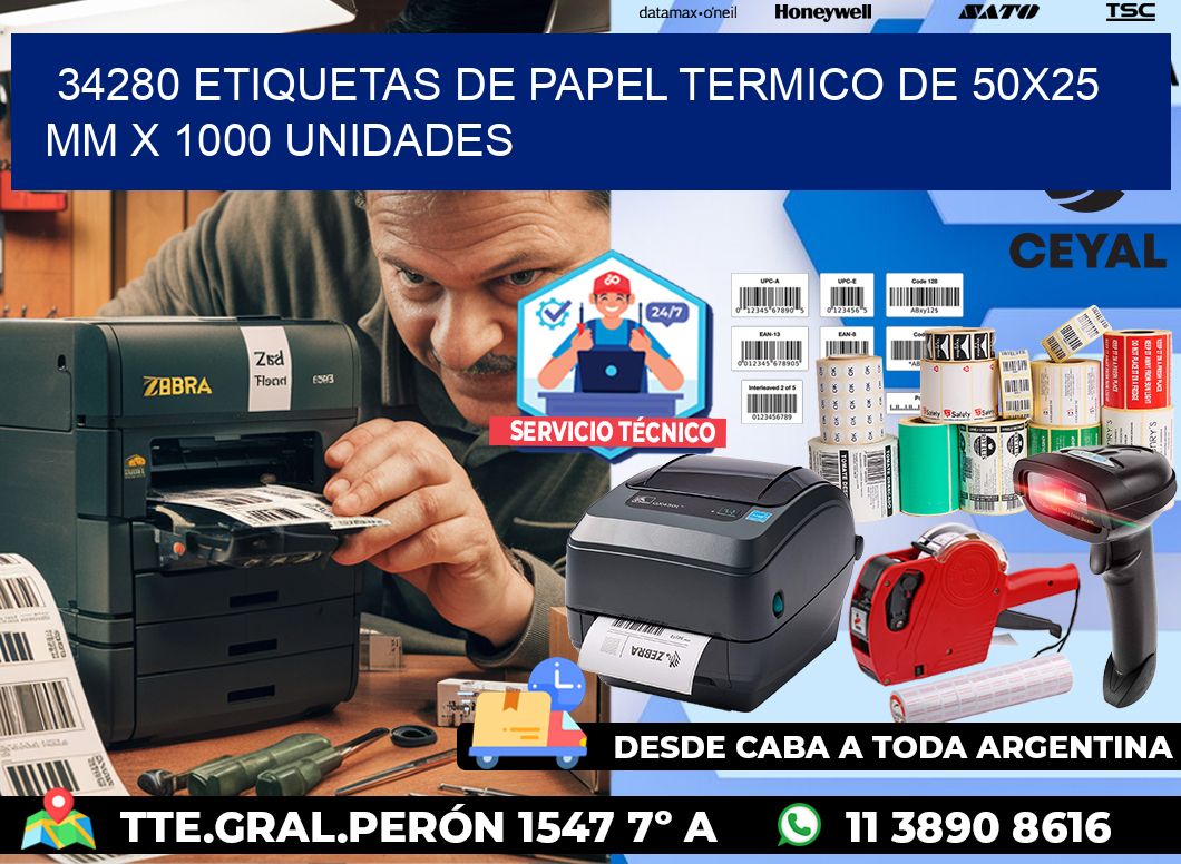 34280 Etiquetas De Papel Termico De 50x25 Mm X 1000 Unidades