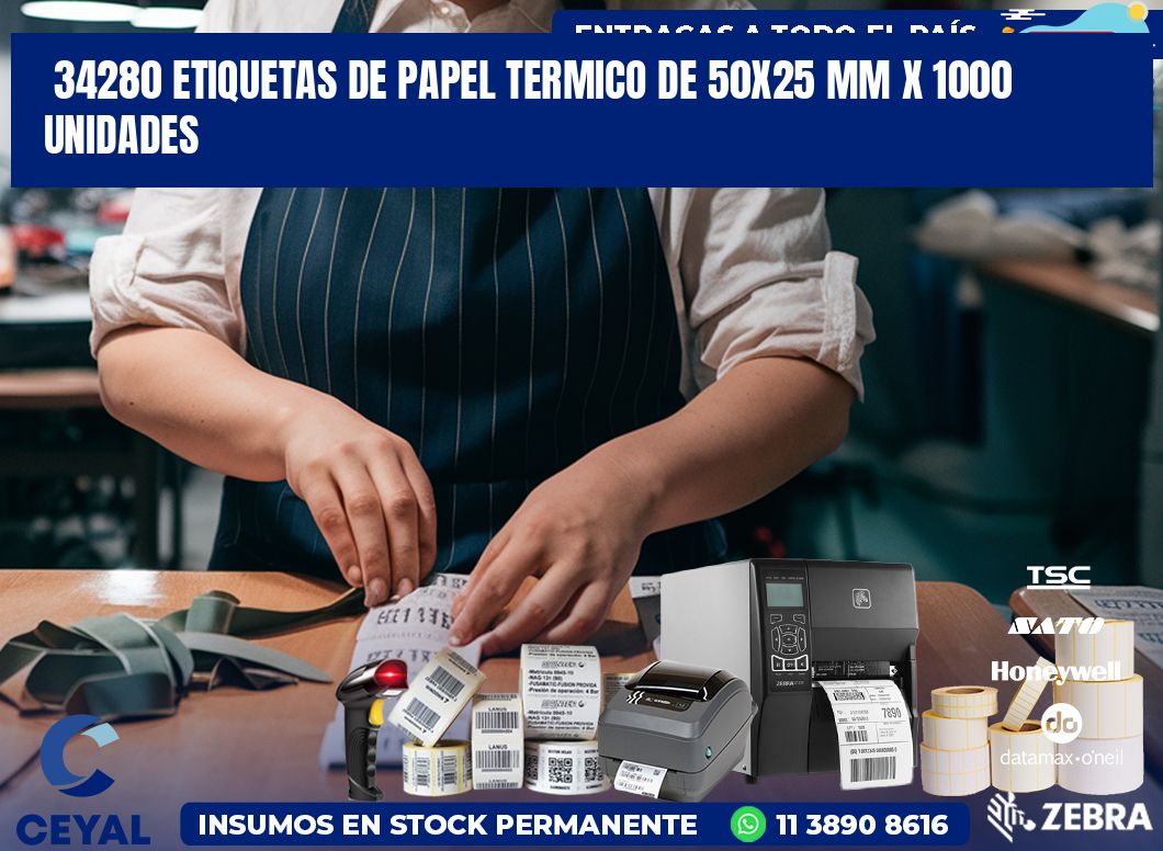 34280 Etiquetas De Papel Termico De 50×25 Mm X 1000 Unidades