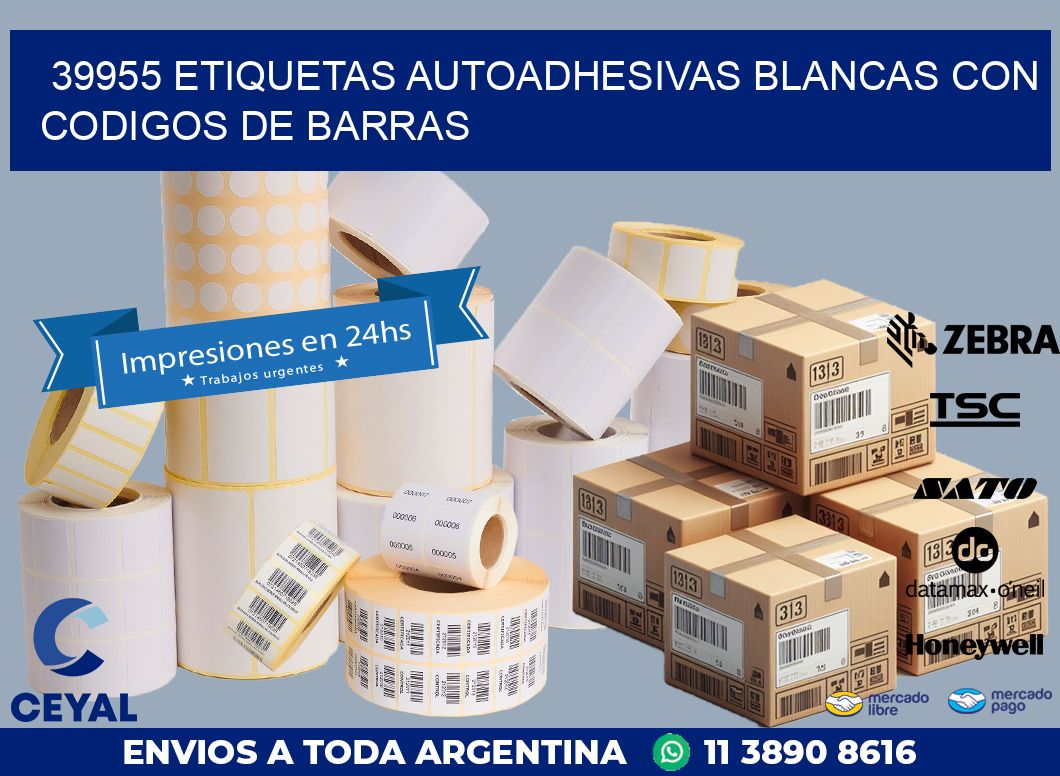 39955 etiquetas autoadhesivas blancas con codigos de barras