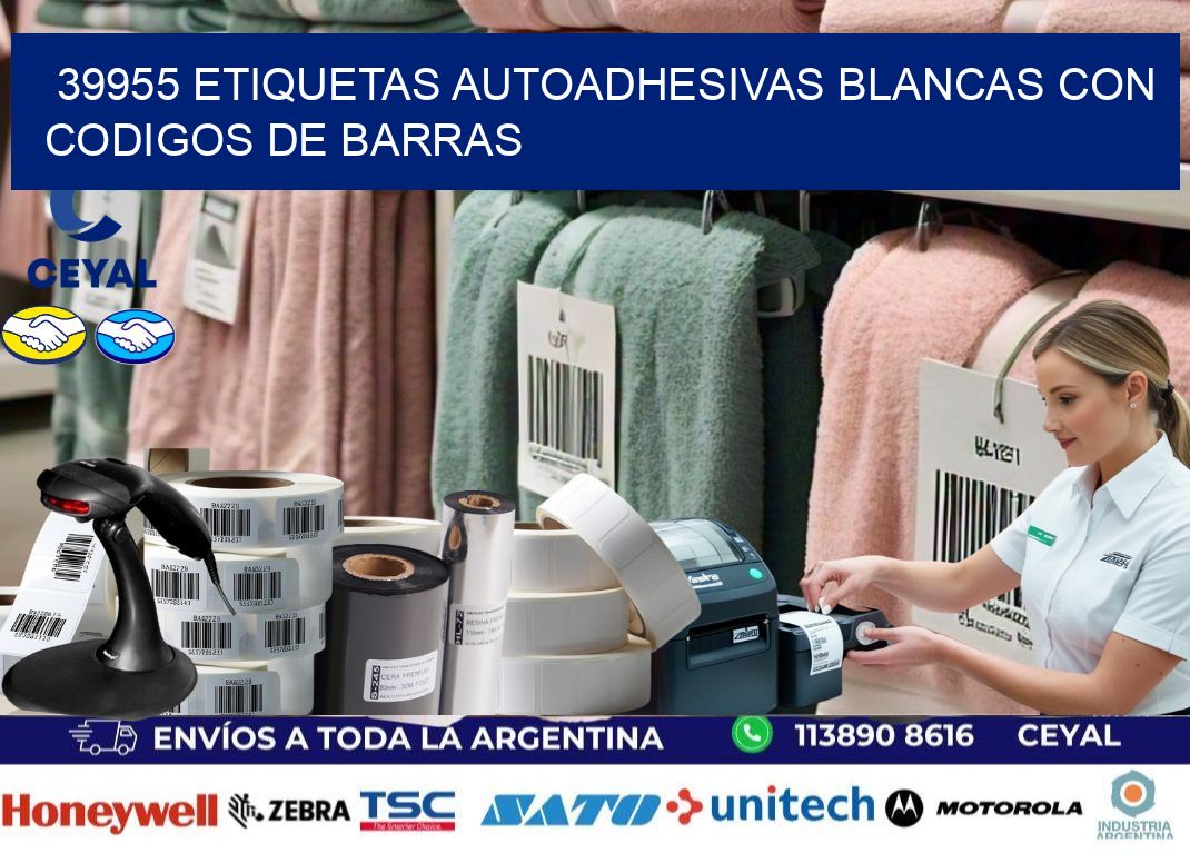 39955 etiquetas autoadhesivas blancas con codigos de barras