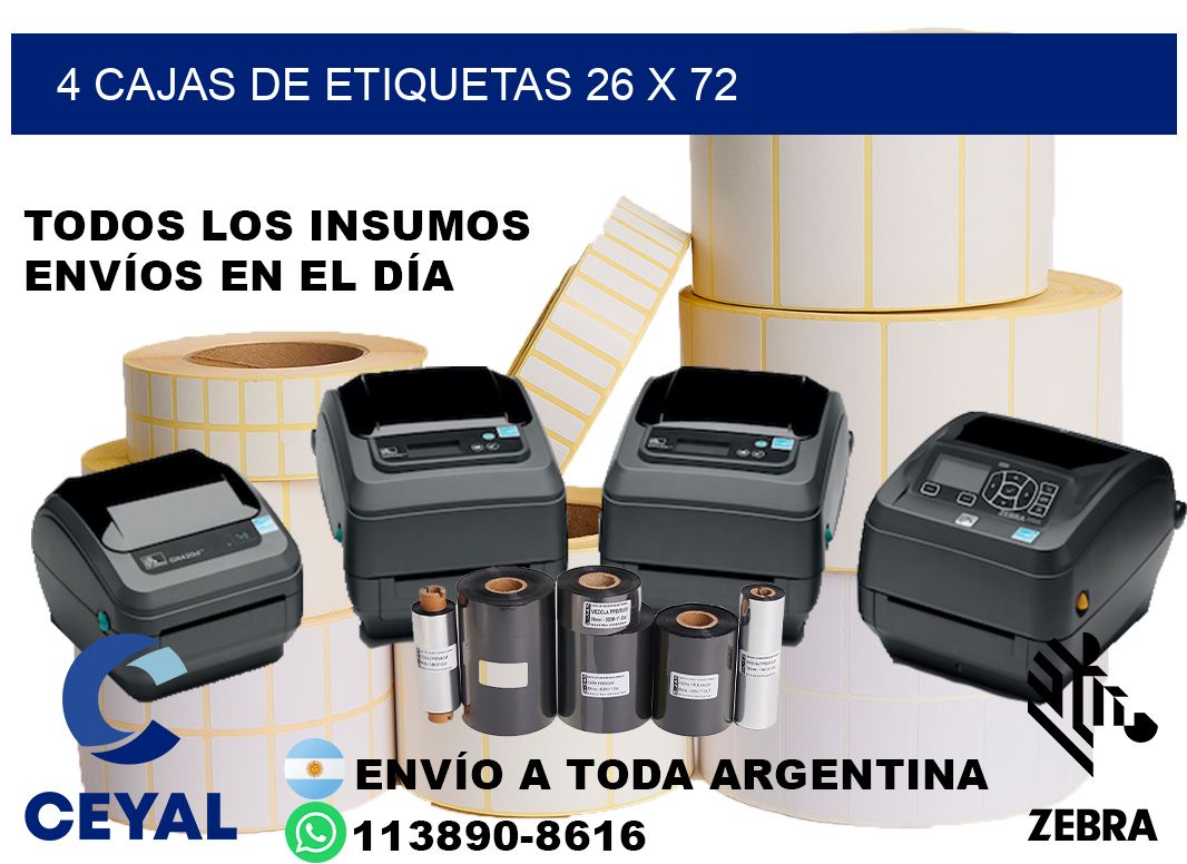 4 cajas de etiquetas 26 x 72