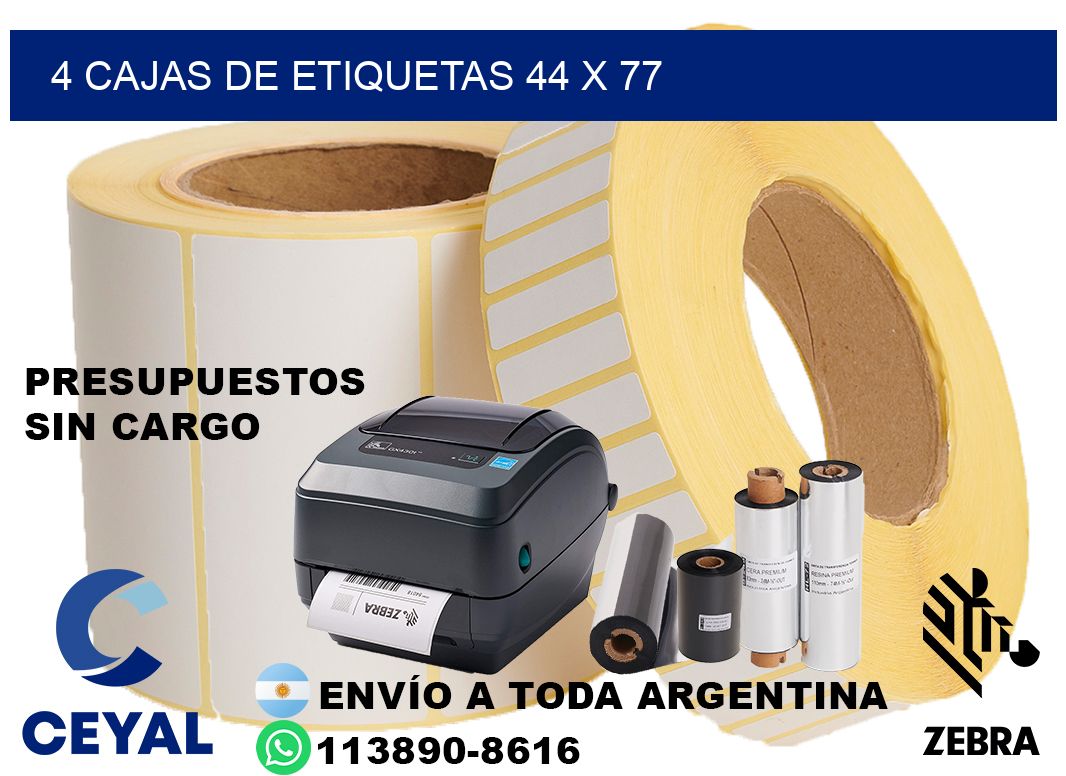 4 cajas de etiquetas 44 x 77