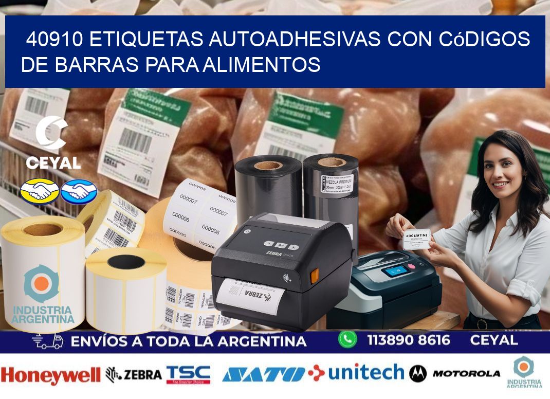 40910 Etiquetas autoadhesivas con códigos de barras para alimentos