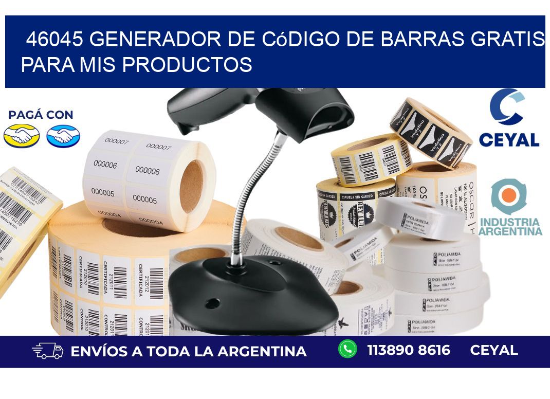 46045 Generador de código de barras gratis para mis productos
