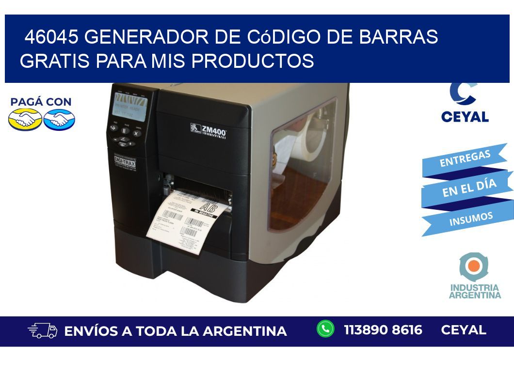 46045 Generador de código de barras gratis para mis productos