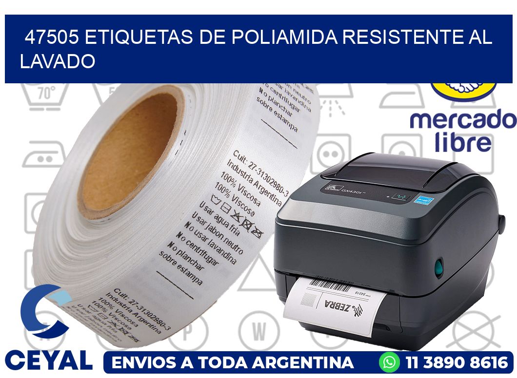 47505 Etiquetas de poliamida resistente al lavado