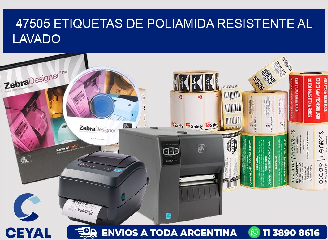 47505 Etiquetas de poliamida resistente al lavado