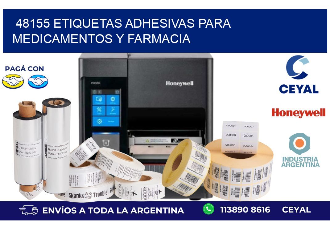 48155 Etiquetas adhesivas para medicamentos y farmacia