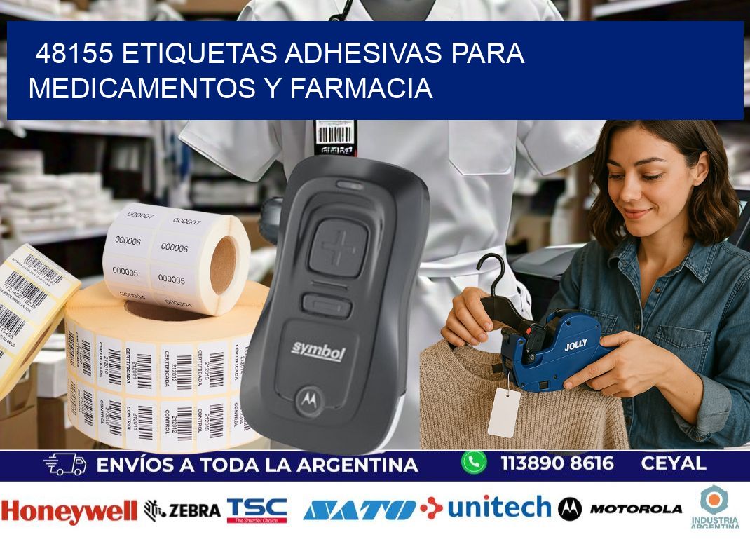48155 Etiquetas adhesivas para medicamentos y farmacia