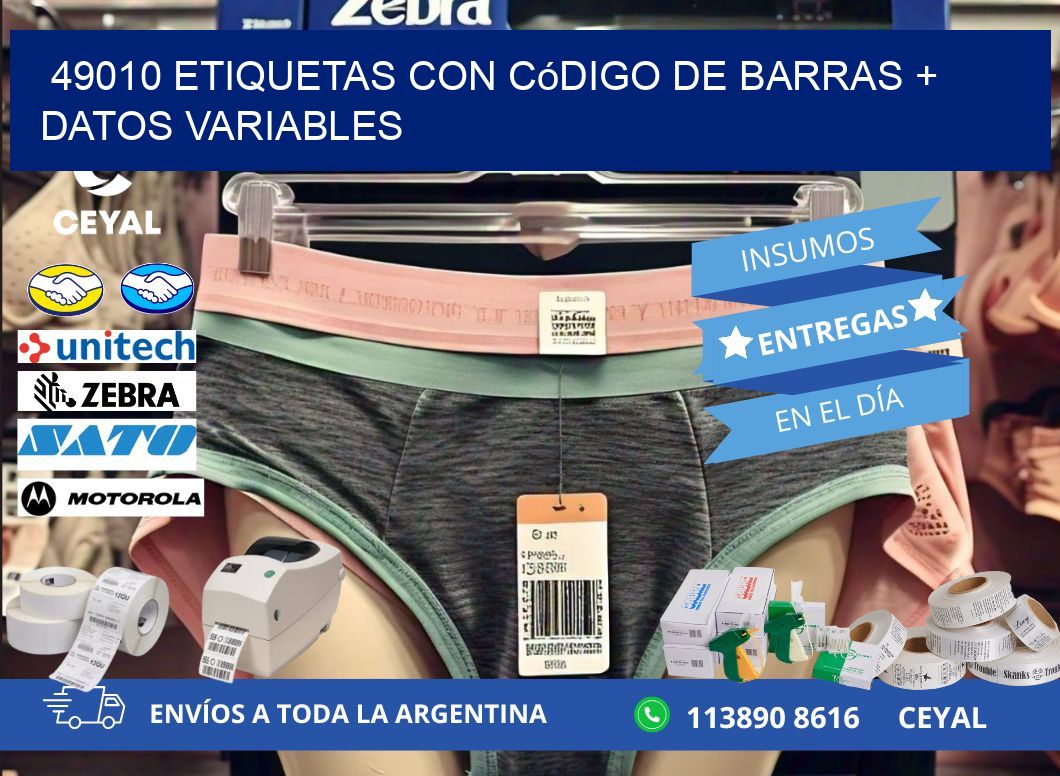 49010 etiquetas con código de barras + datos variables