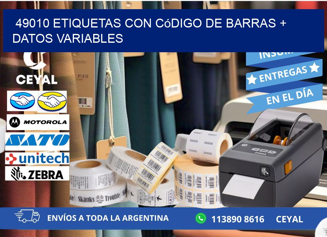 49010 etiquetas con código de barras + datos variables