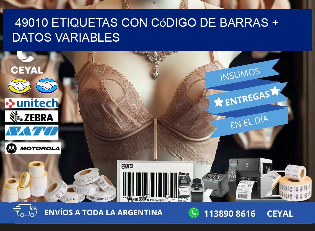 49010 etiquetas con código de barras + datos variables