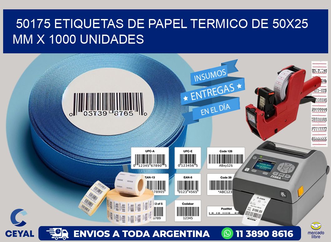 50175 Etiquetas De Papel Termico De 50x25 Mm X 1000 Unidades
