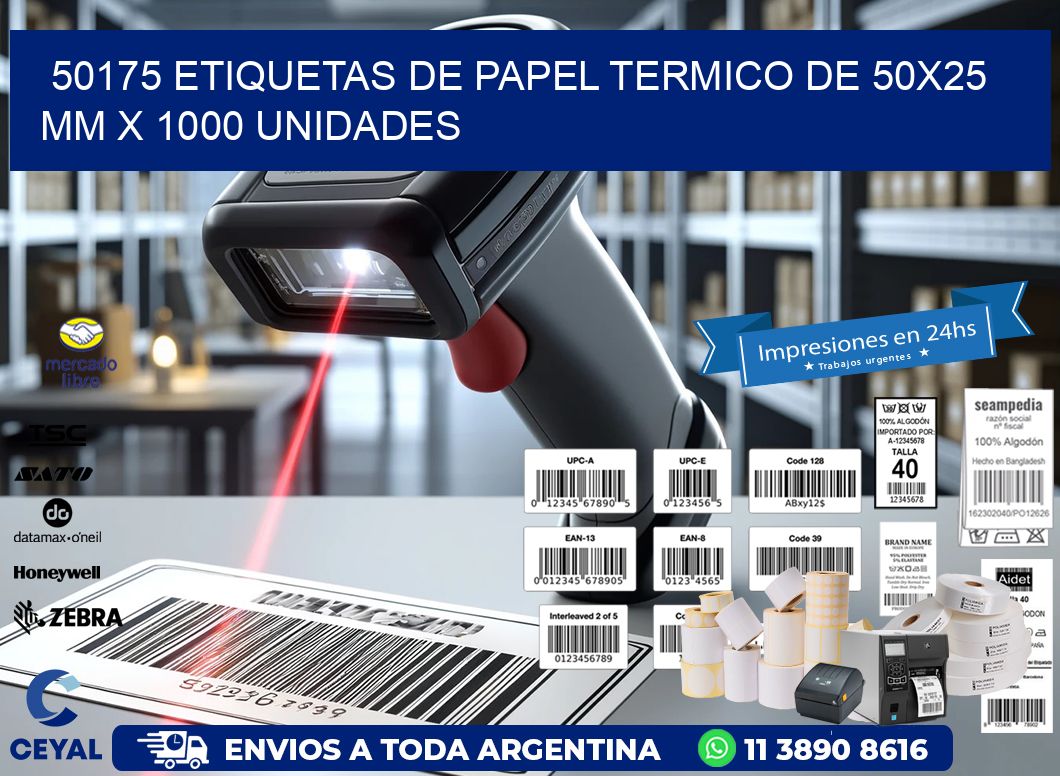 50175 Etiquetas De Papel Termico De 50×25 Mm X 1000 Unidades