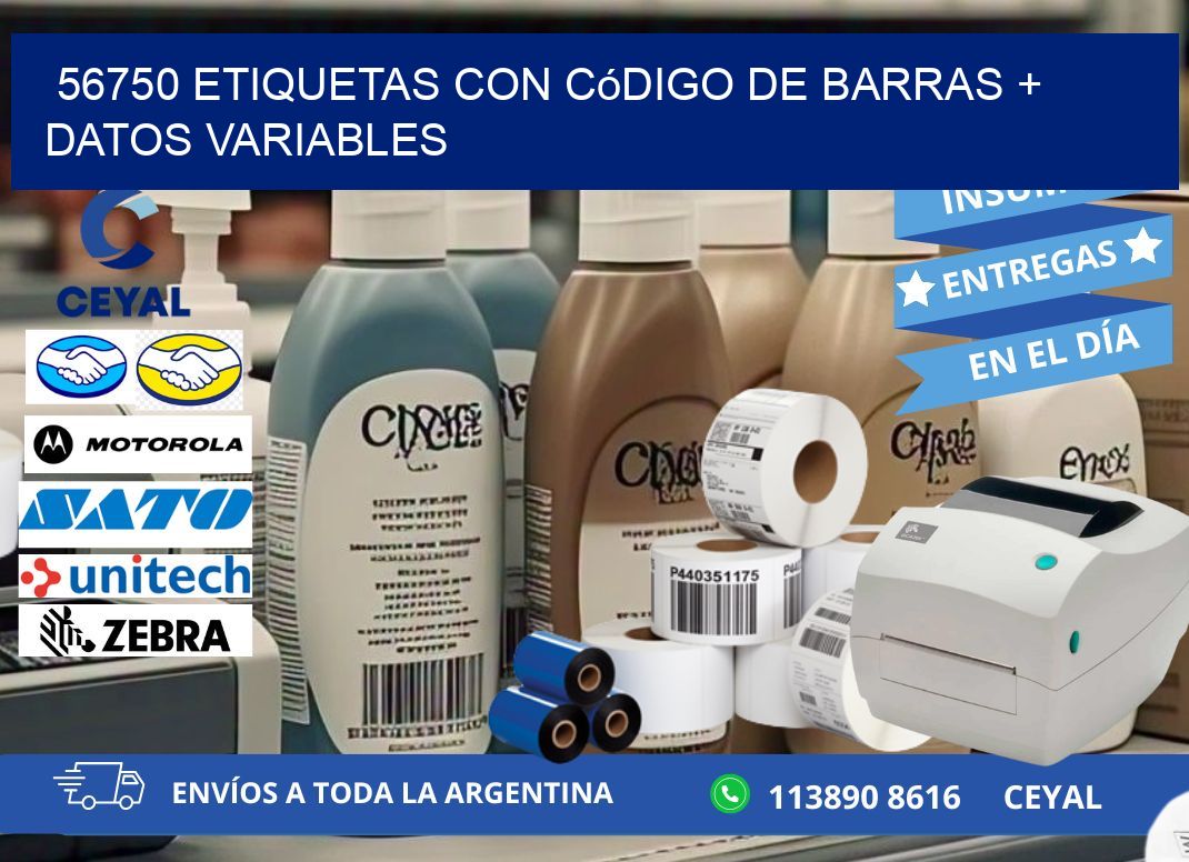 56750 etiquetas con código de barras + datos variables