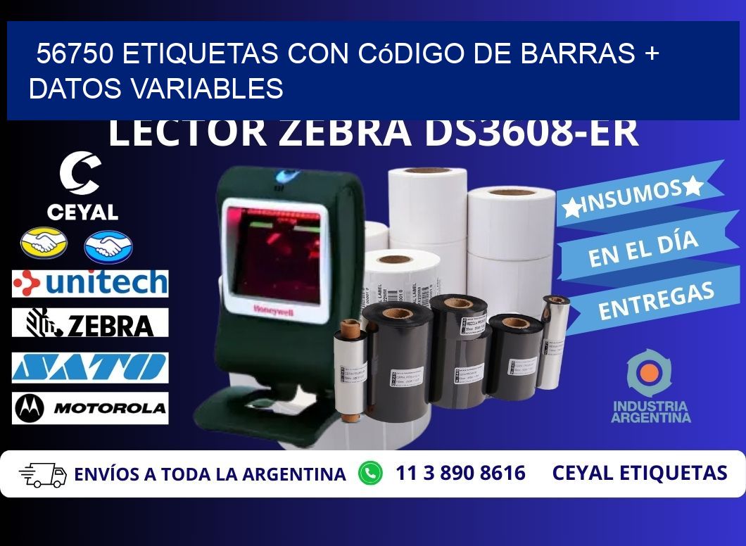 56750 etiquetas con código de barras + datos variables