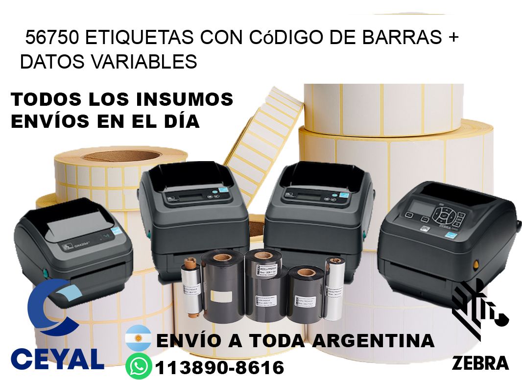 56750 etiquetas con código de barras + datos variables