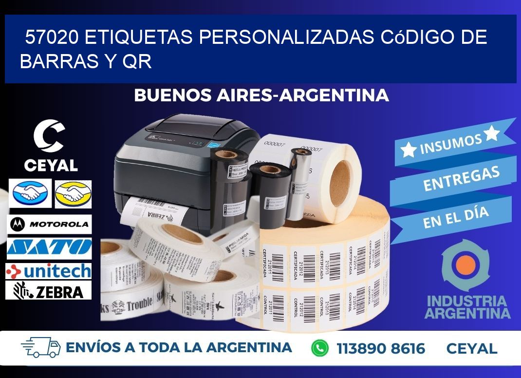 57020 etiquetas personalizadas código de barras y QR