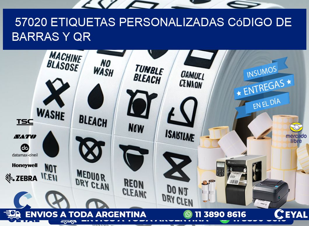 57020 etiquetas personalizadas código de barras y QR