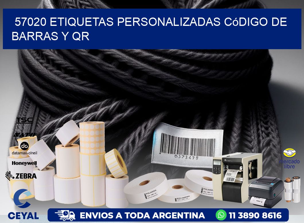 57020 etiquetas personalizadas código de barras y QR