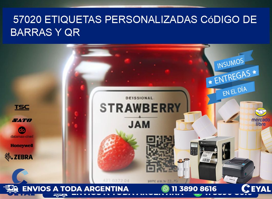 57020 etiquetas personalizadas código de barras y QR