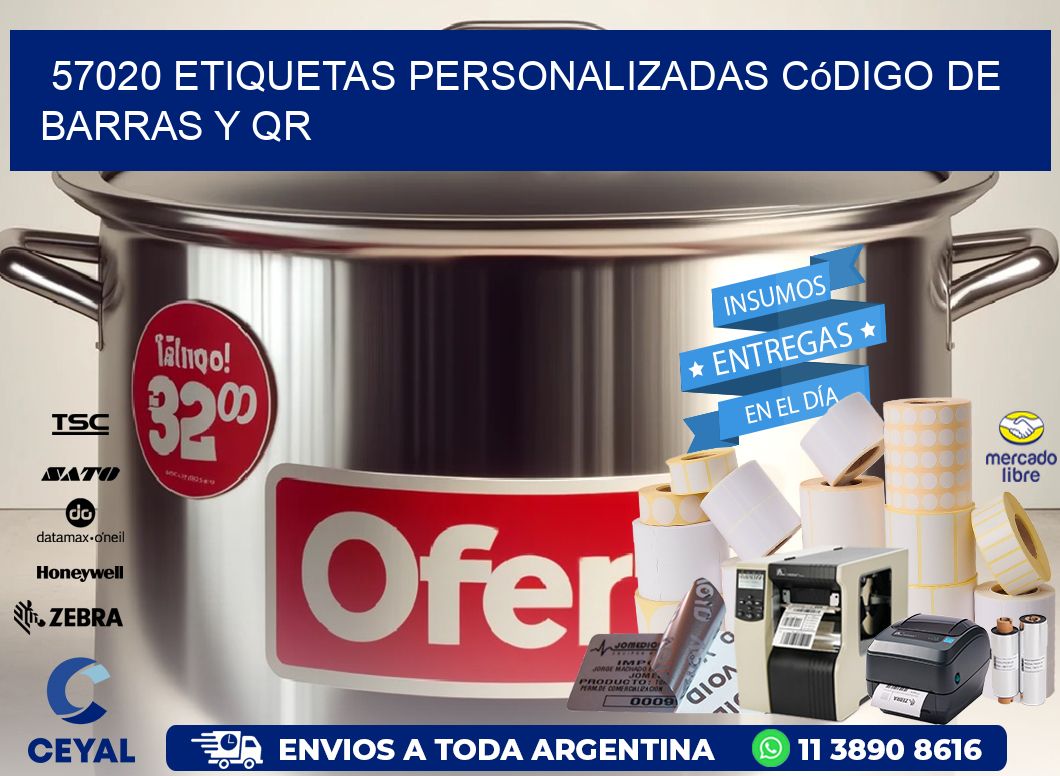 57020 etiquetas personalizadas código de barras y QR