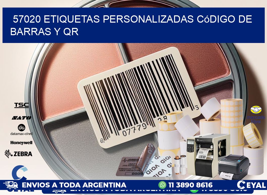 57020 etiquetas personalizadas código de barras y QR