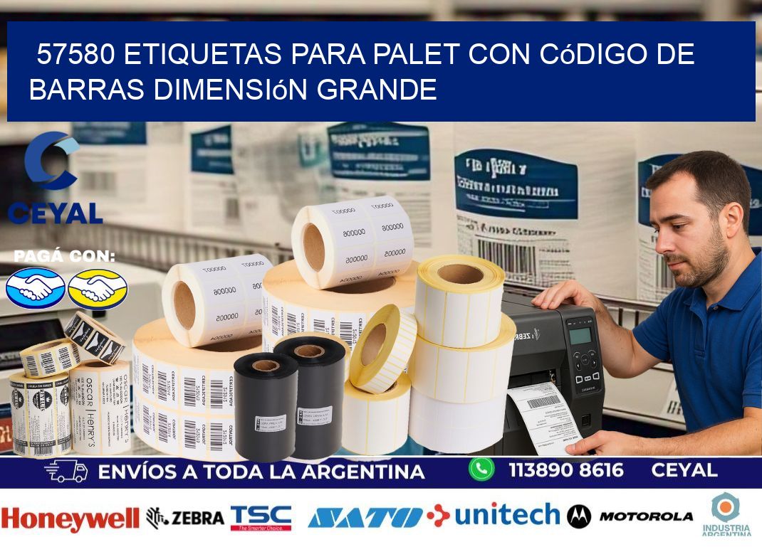 57580 etiquetas para palet con código de barras dimensión grande