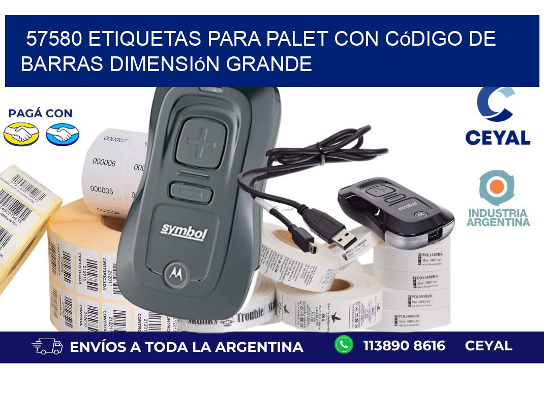 57580 etiquetas para palet con código de barras dimensión grande
