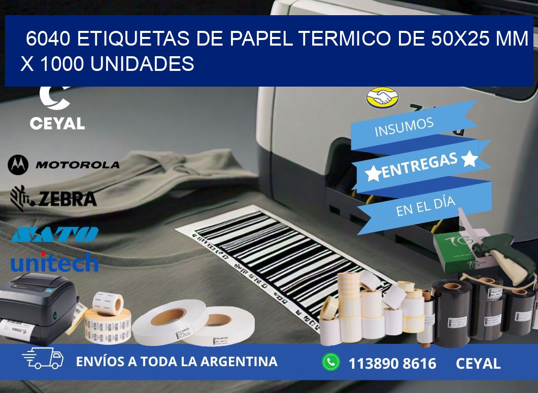 6040 Etiquetas De Papel Termico De 50x25 Mm X 1000 Unidades