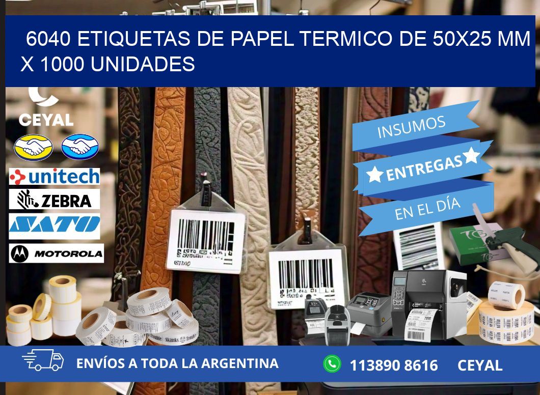 6040 Etiquetas De Papel Termico De 50×25 Mm X 1000 Unidades