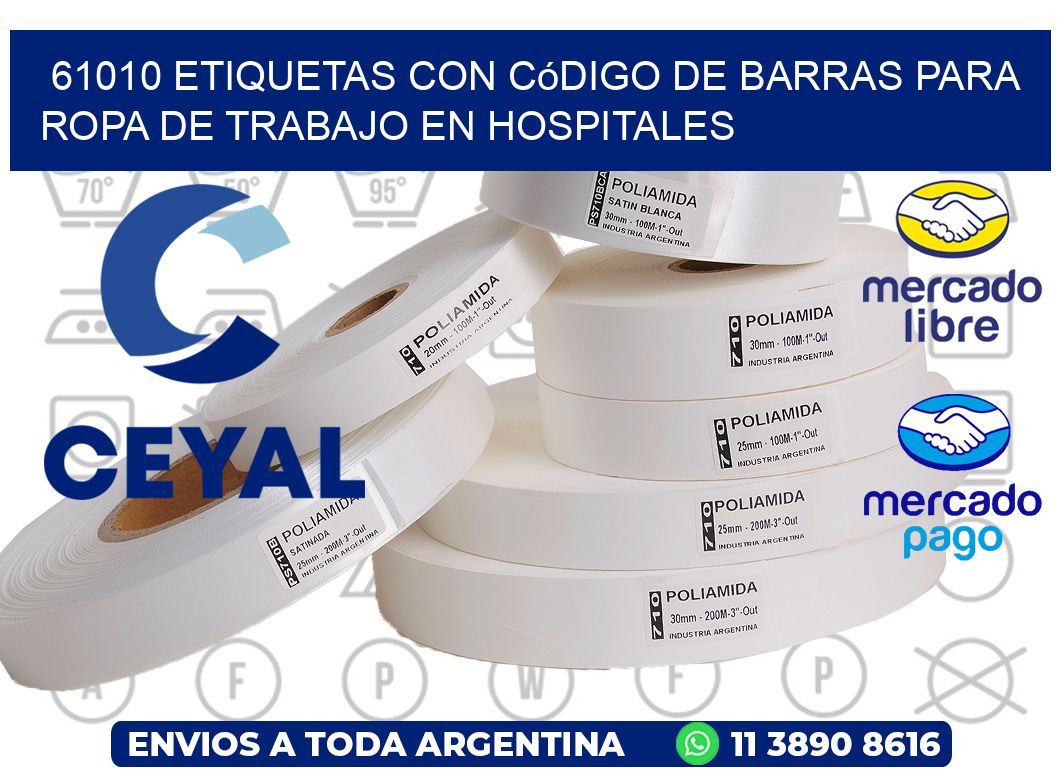 61010 Etiquetas con código de barras para ropa de trabajo en hospitales