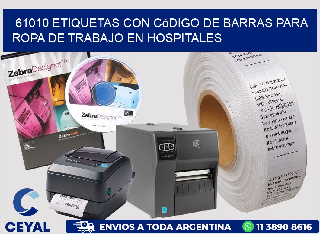 61010 Etiquetas con código de barras para ropa de trabajo en hospitales