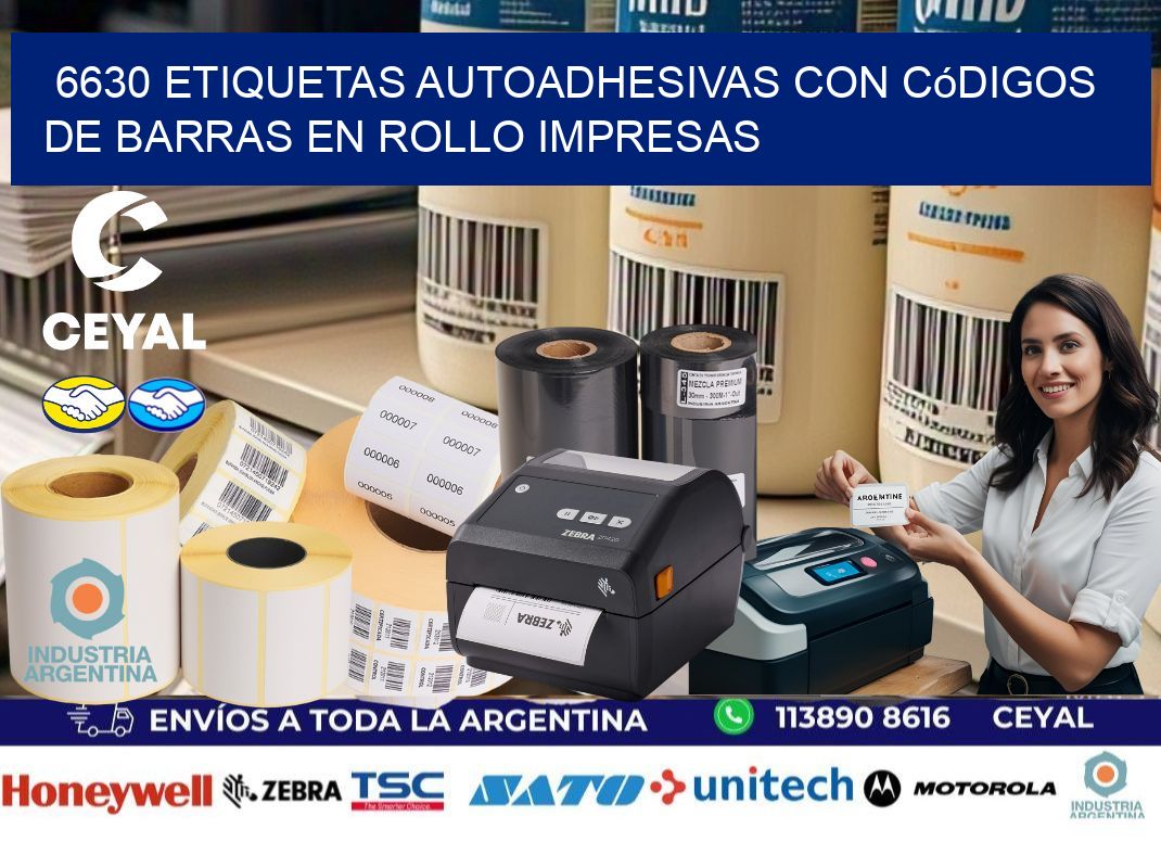 6630 Etiquetas autoadhesivas con códigos de barras en rollo impresas