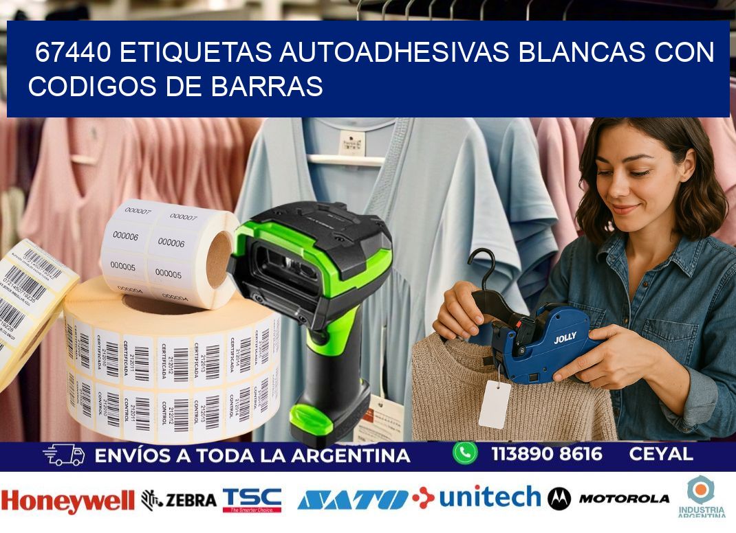 67440 etiquetas autoadhesivas blancas con codigos de barras