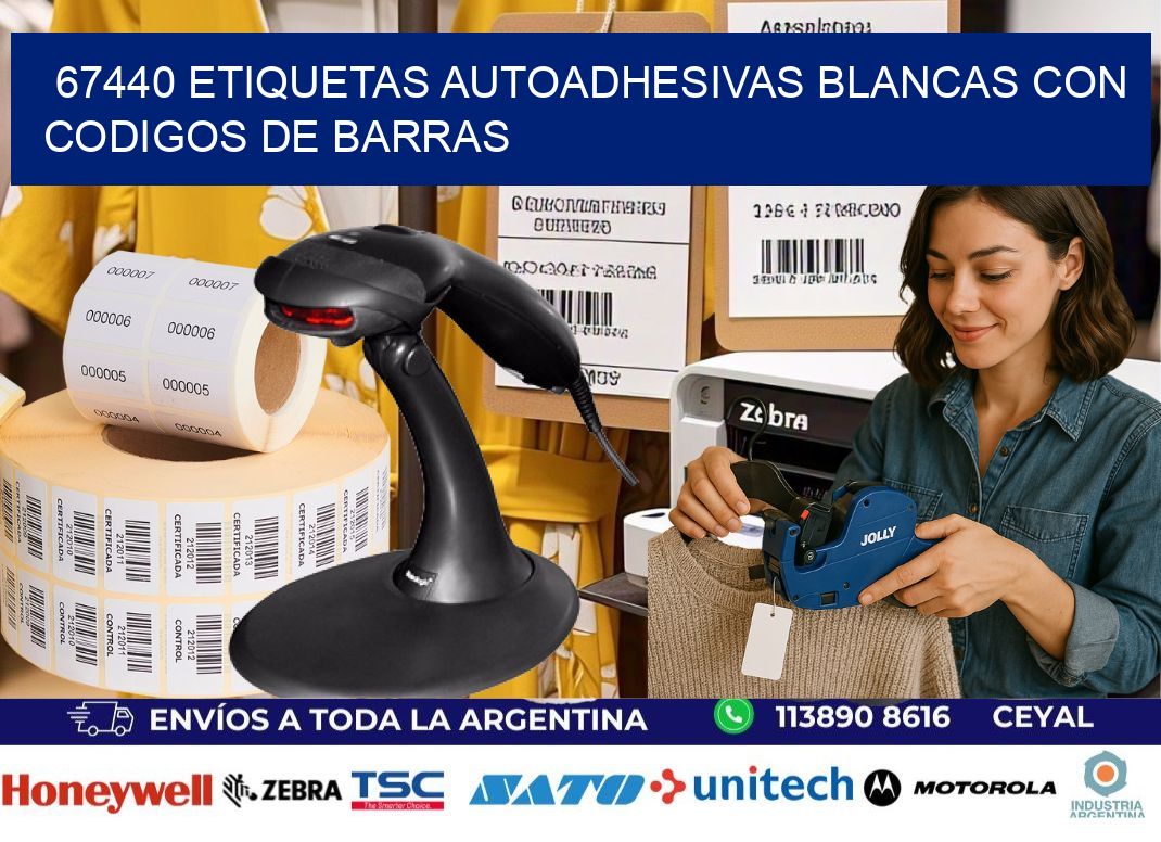 67440 etiquetas autoadhesivas blancas con codigos de barras