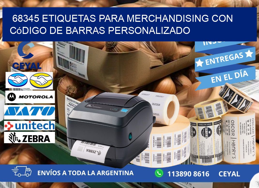 68345 etiquetas para merchandising con código de barras personalizado