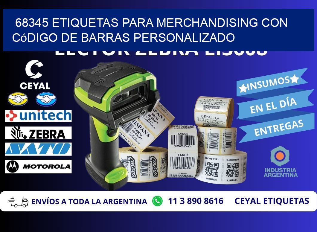 68345 etiquetas para merchandising con código de barras personalizado