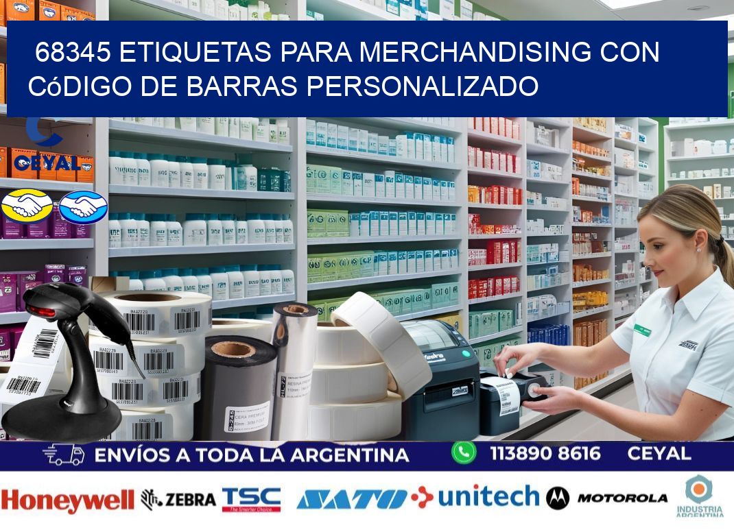 68345 etiquetas para merchandising con código de barras personalizado