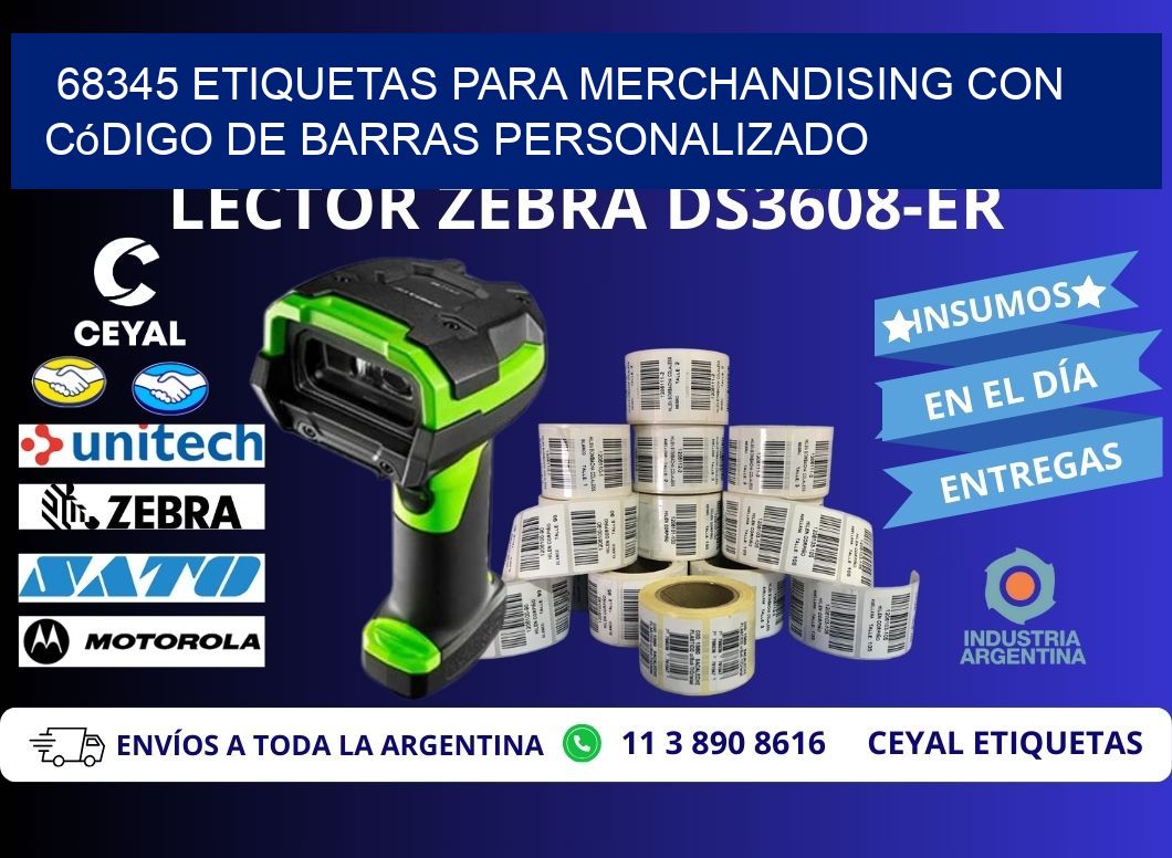 68345 etiquetas para merchandising con código de barras personalizado
