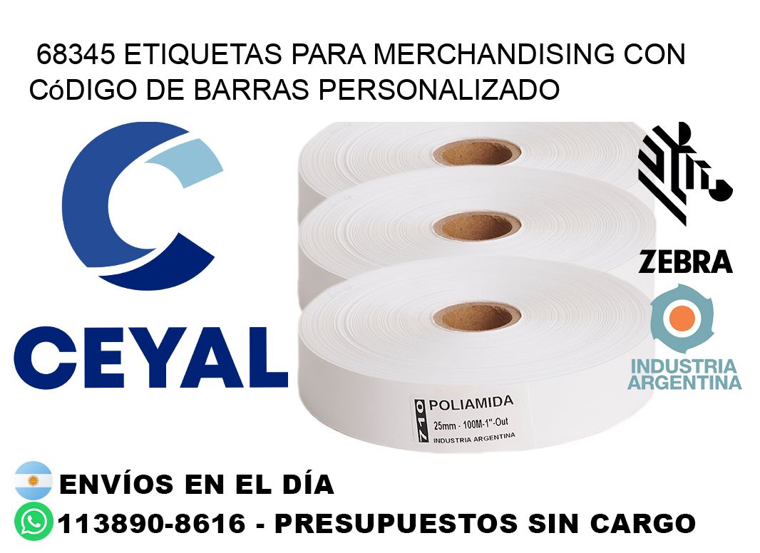 68345 etiquetas para merchandising con código de barras personalizado