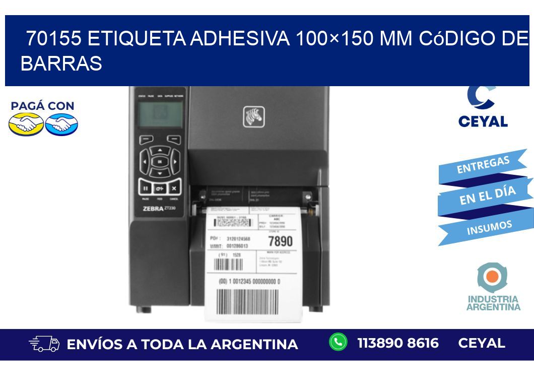70155 etiqueta adhesiva 100×150 mm código de barras