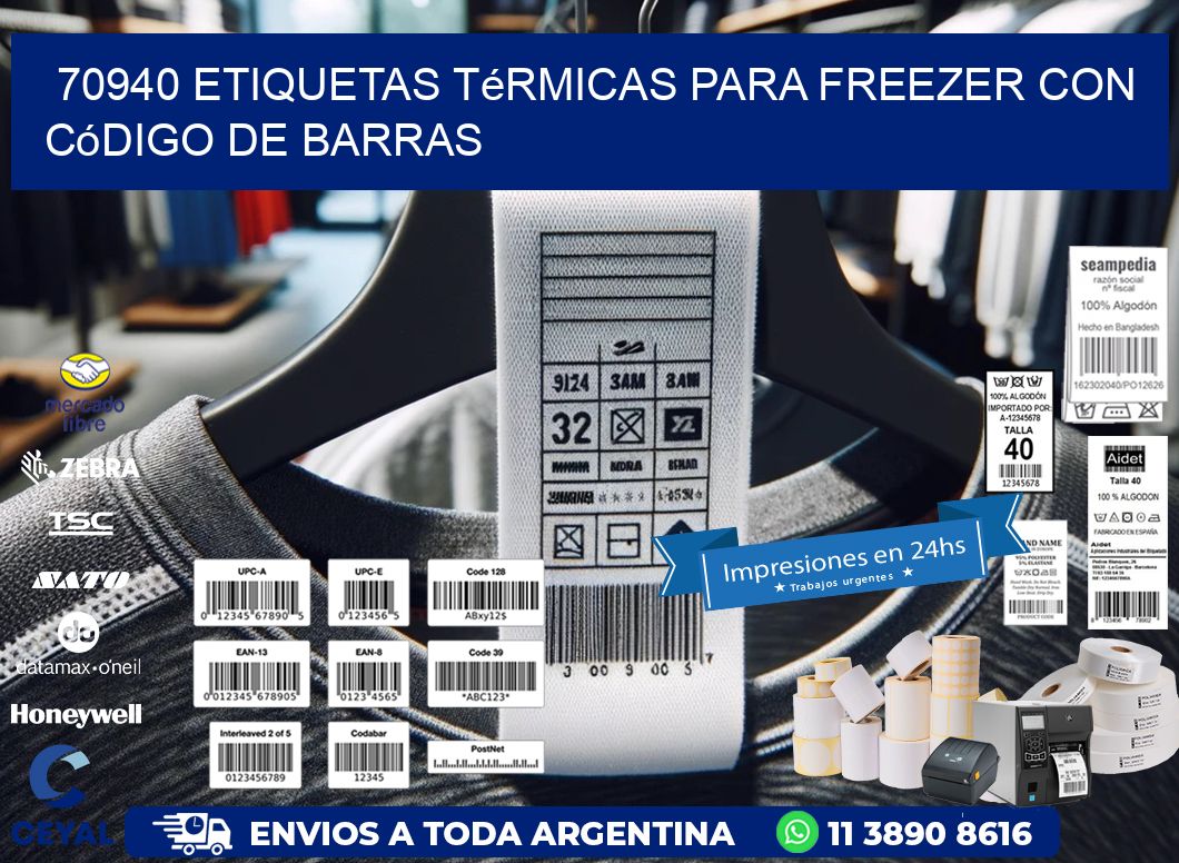 70940 etiquetas térmicas para freezer con código de barras