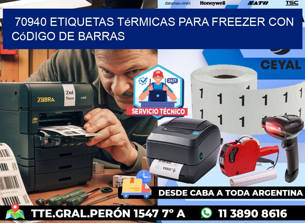70940 etiquetas térmicas para freezer con código de barras