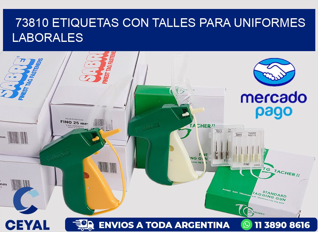 73810 etiquetas con talles para uniformes laborales