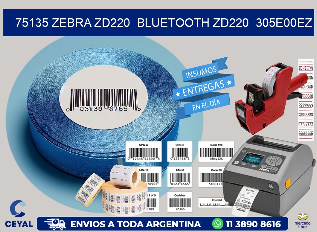 75135 Zebra ZD220 Bluetooth ZD220 305E00EZ