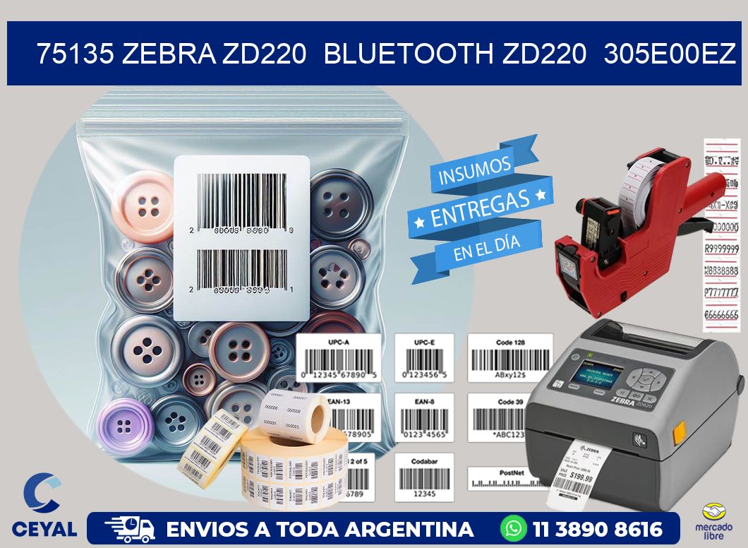 75135 Zebra ZD220 Bluetooth ZD220 305E00EZ