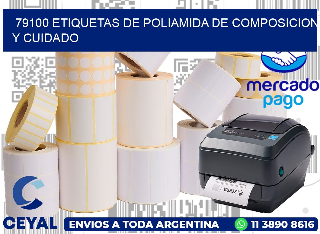 79100 etiquetas de poliamida de composicion y cuidado
